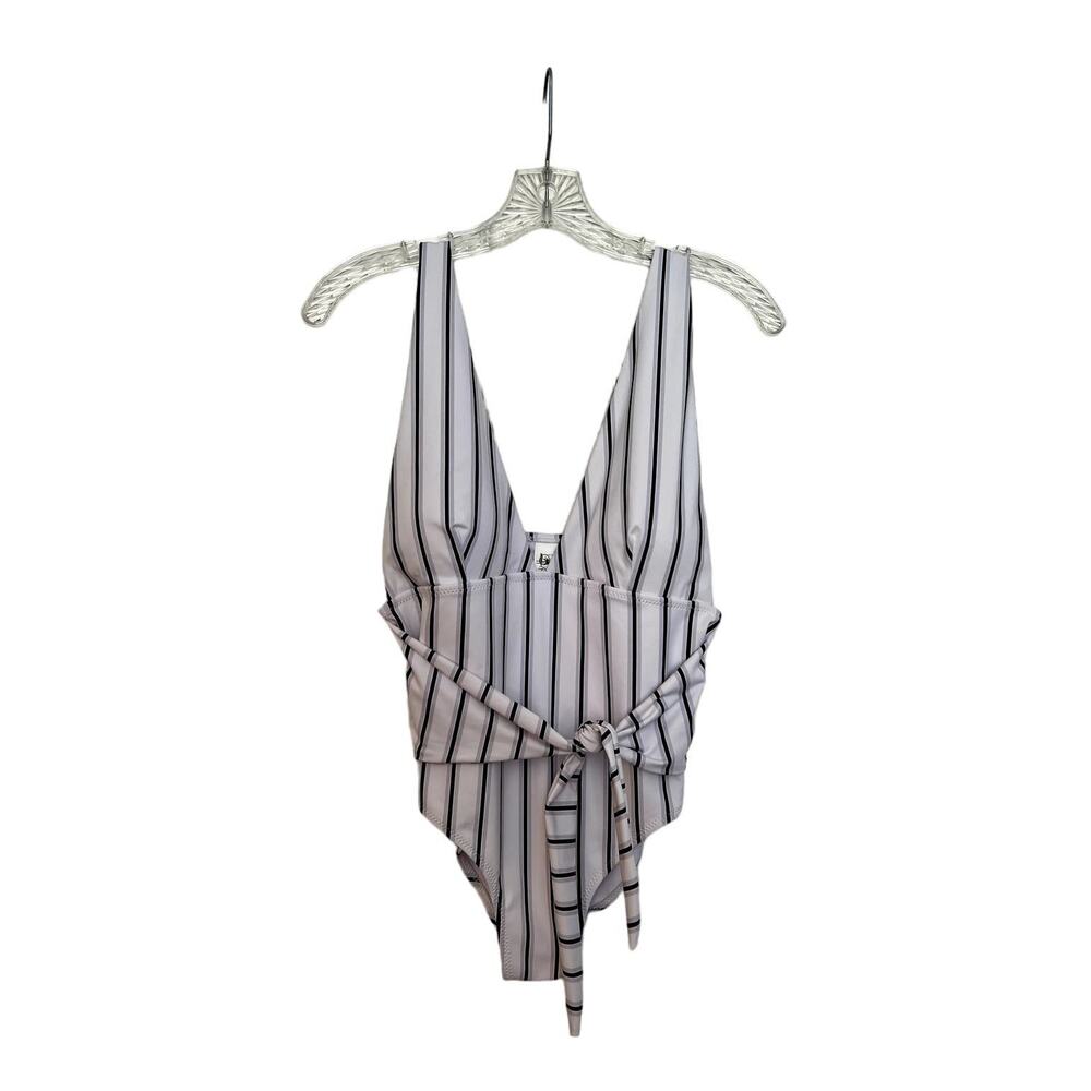 NWT Women's Cupshe Size Medium One Piece Striped Swimsuit Swim